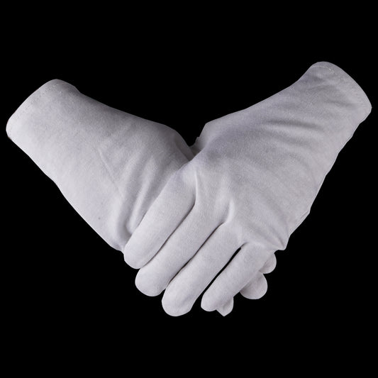 100% Cotton Plain White Gloves (One Dozen)